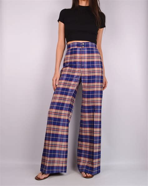 plaid pantsuit|flare leg women plaid pantsuit.